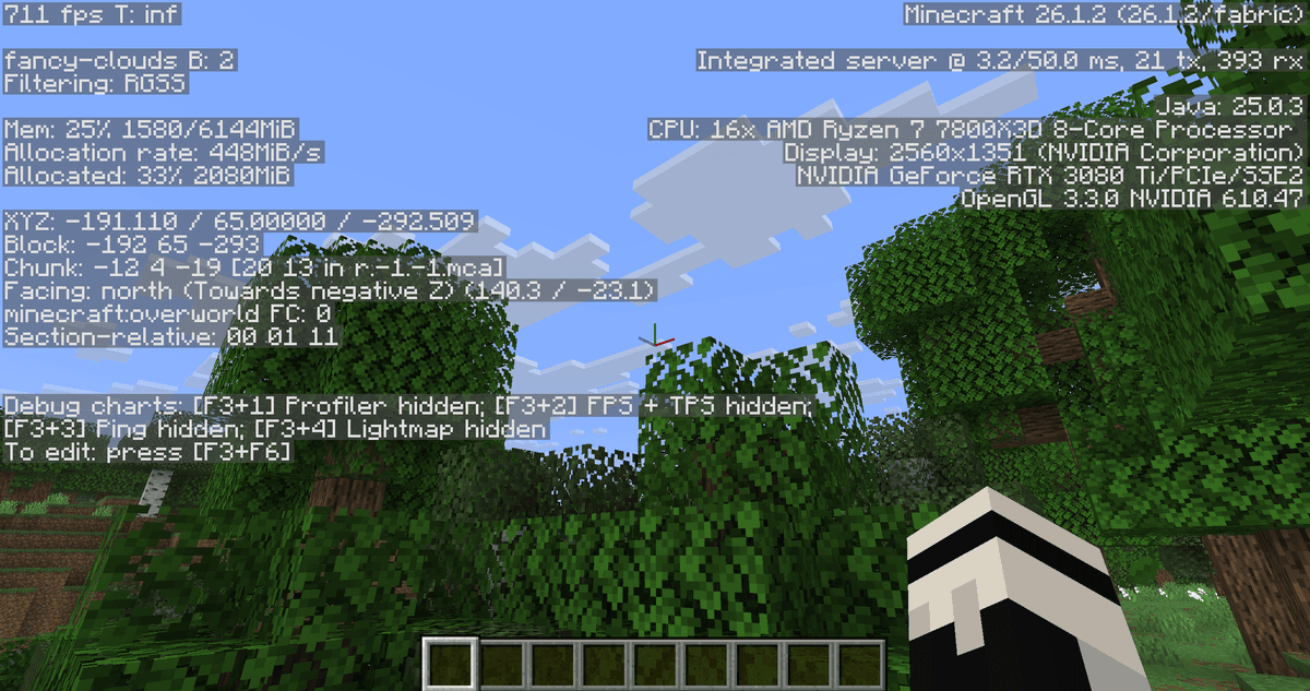 F3 statistics with the mod enabled