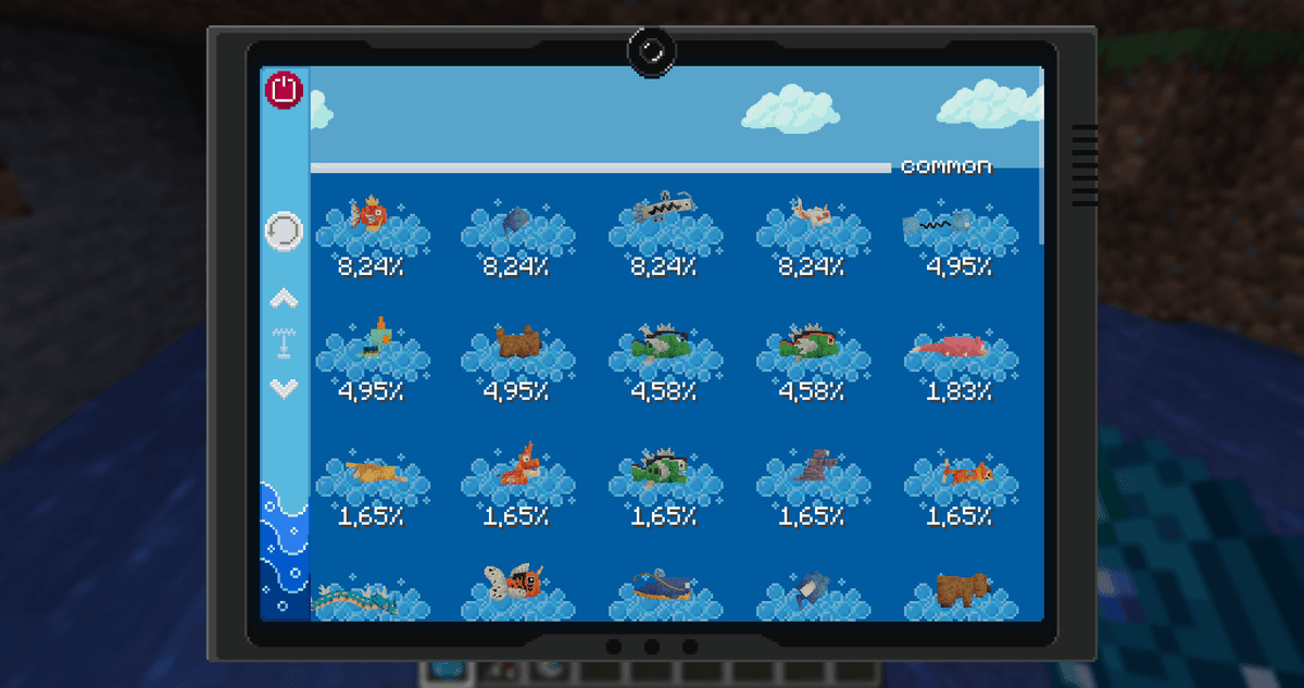 The FishingNav interface is given a stylized look with decorative clouds in the background — the number and speed of the…