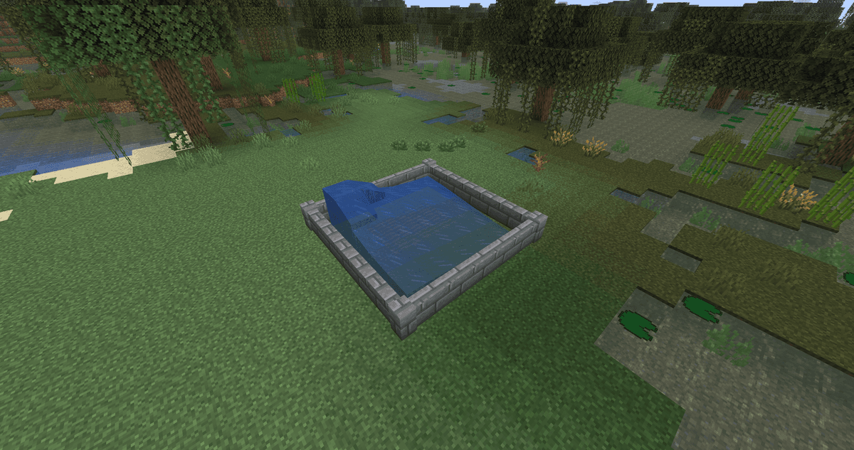On one corner of the wall enclosure, place any block one block high (a support block above the wall level).On this block…