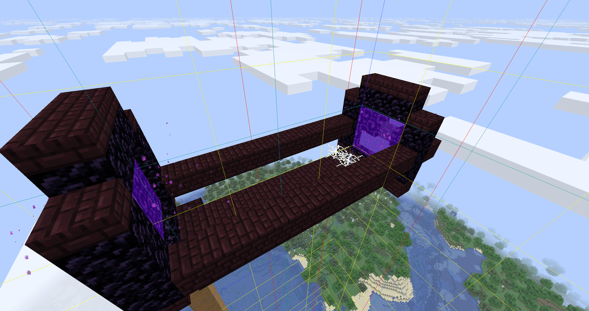 Return to the working Y, build 19 blocks in the opposite direction from the portal, and place another portal with anti-spawn…