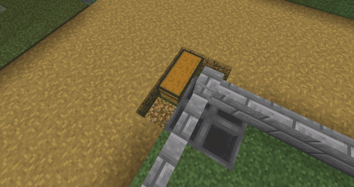 Outside the wall near the lava corner, dig a small hole. Place a chest inside it.In front of the chest, place hoppers in a…