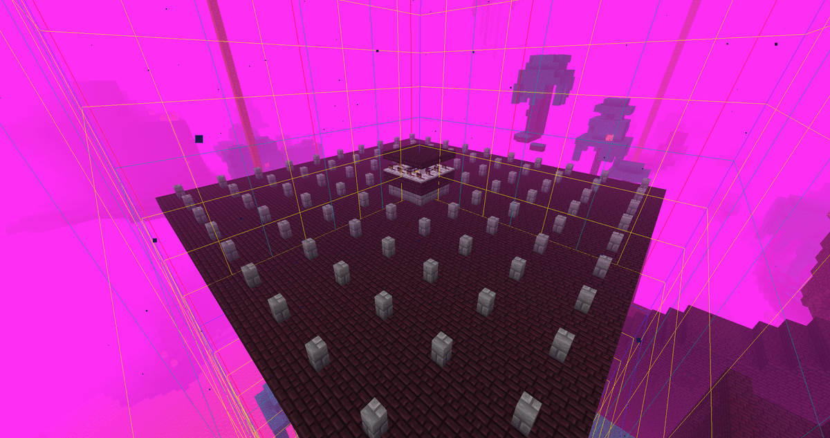 At the memorized Y level, place 2 double chests so that they intersect all 4 chunks at the corner. From the chests, build…