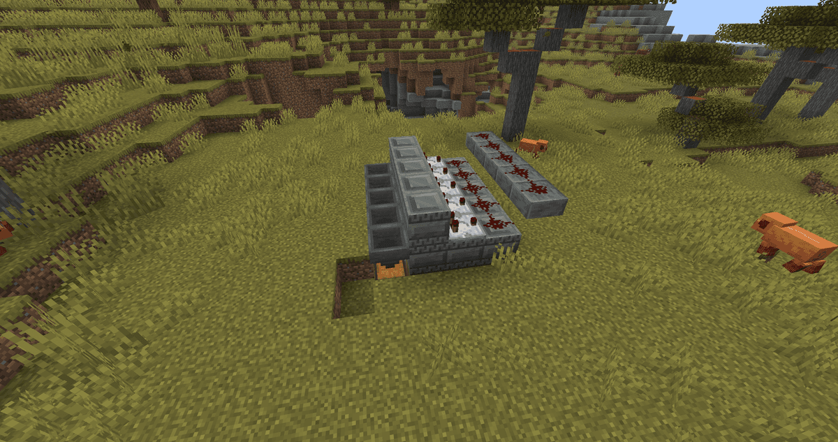 Cover the redstone with blocks and slabs in a way that doesn't break the connection. Orient the hive with its front face…