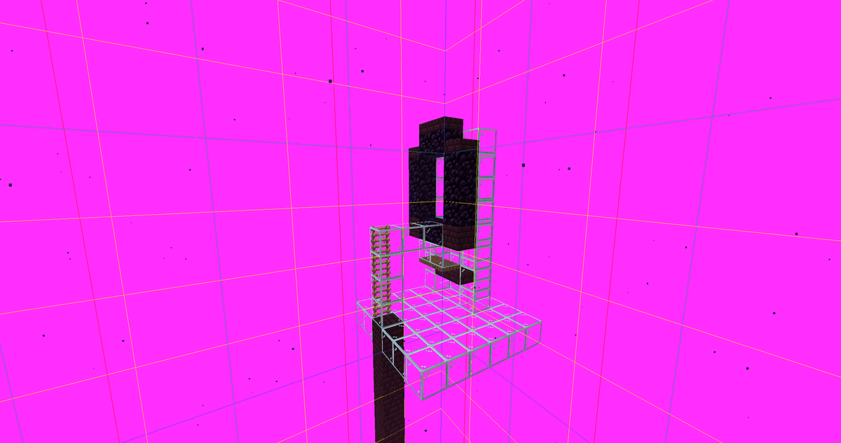 Make your way to the very top of the Nether so that the target bedrock coordinate is 127, climb the ladder, and throw an…