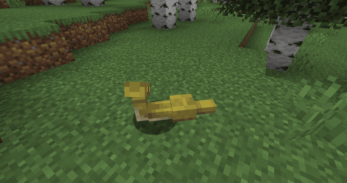 Three variants — common snake, coral snake, and rattlesnake. They spawn individually in different biomes, and their…