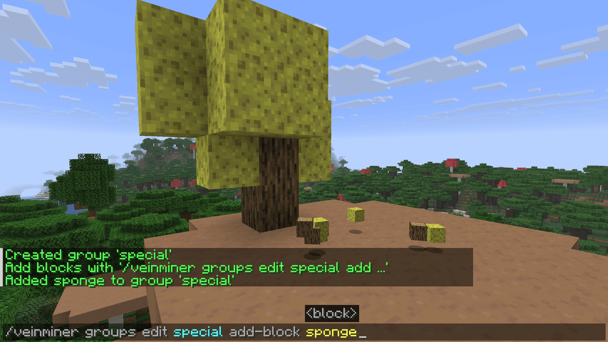 /veinminer groups create <name> [<block1>] [<block2>] — create a group/veinminer groups edit <name> add-block <block> — add…