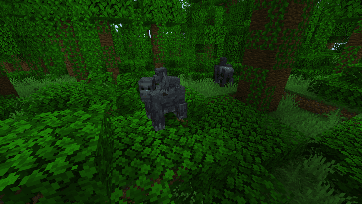 Most of the mobs are real animals tied to specific biomes. Raccoons, crows, and grizzly bears appear in forests; gorillas…