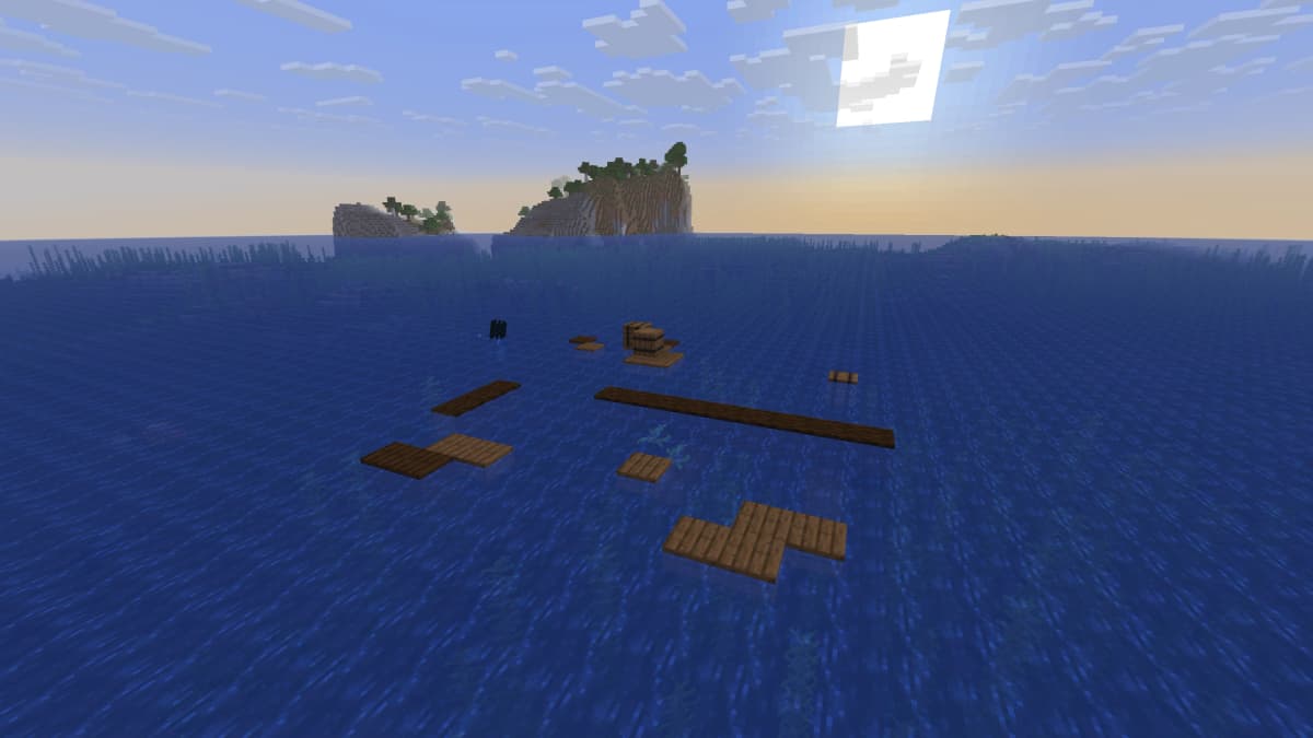wreckage_ocean — the wreckage of a ship on the water surface in ordinary ocean biomes. A smaller structure with scattered…