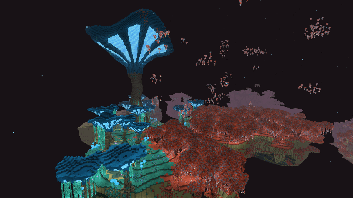 Instead of a continuous carpet of small islands, the generator splits the Outer End into three layers of islands — large…