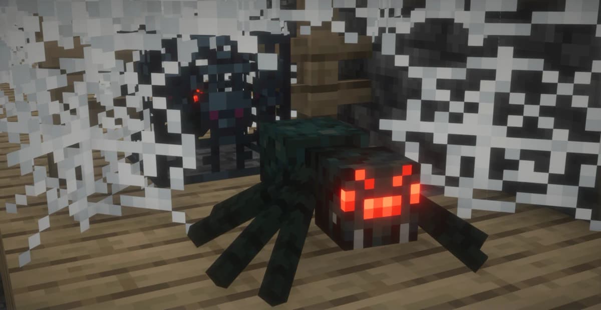 Spider Eye drops as loot from regular spiders and cave spiders. Here's how: