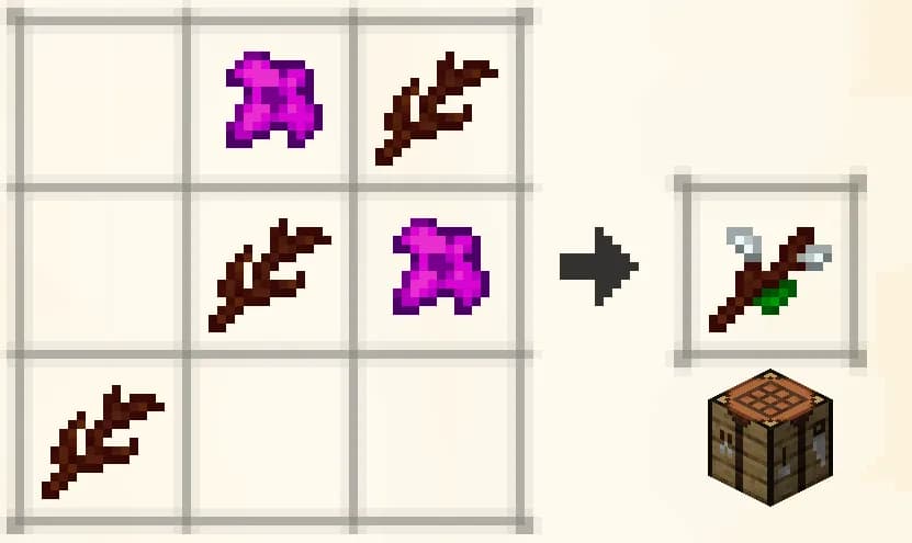 Using these twigs, you can create one of the main tools of the mod—the Wand of the Forest.