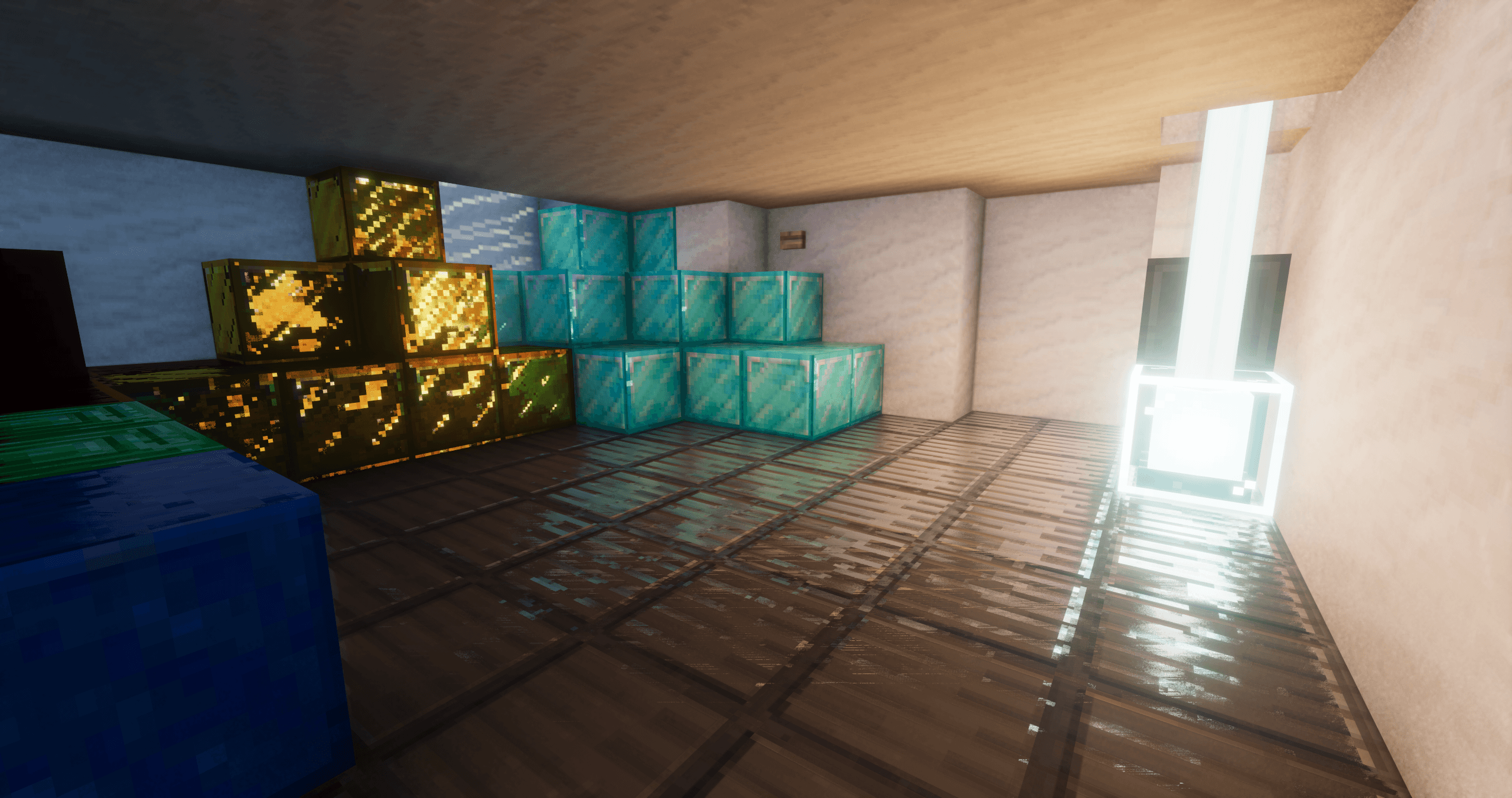 Shrimple — شيدرات لمظهر Minecraft مع إضاءة ملونة