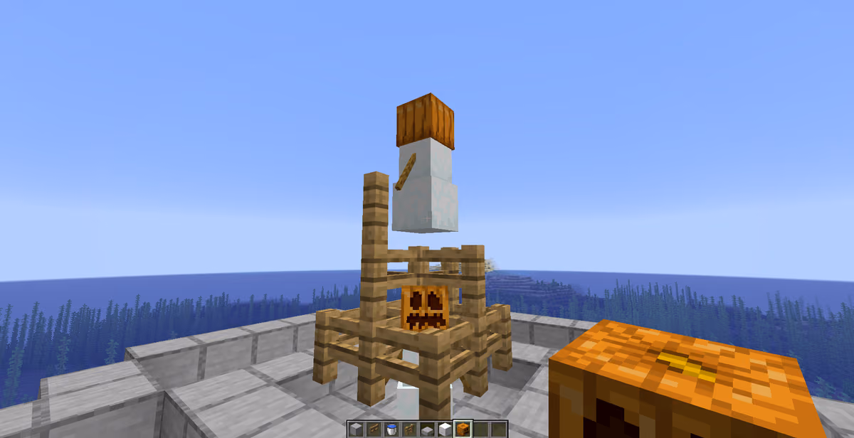 Around the flushing channels, build 4–5 floors of spawning platforms. Each floor should be a round or square area measuring…