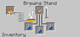 Without removing the Awkward Potions, place a Rabbit's Foot in the top slot. You will get a Potion of Leaping (Jump Boost I…