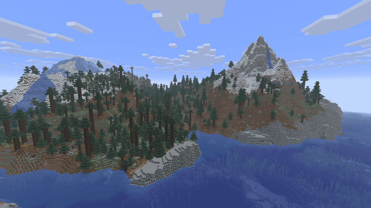 A working marker: a tall mountain with a sharp height drop of 60+ blocks relative to the adjacent lowlands. Start your…