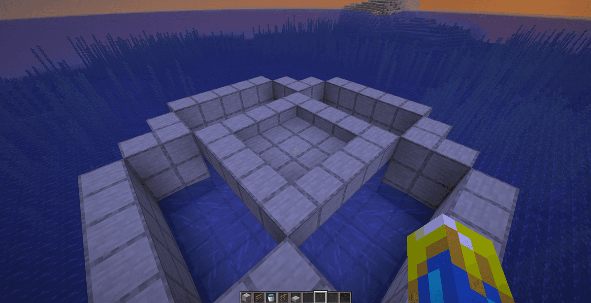 Around the flushing channels, build 4–5 floors of spawning platforms. Each floor should be a round or square area measuring…