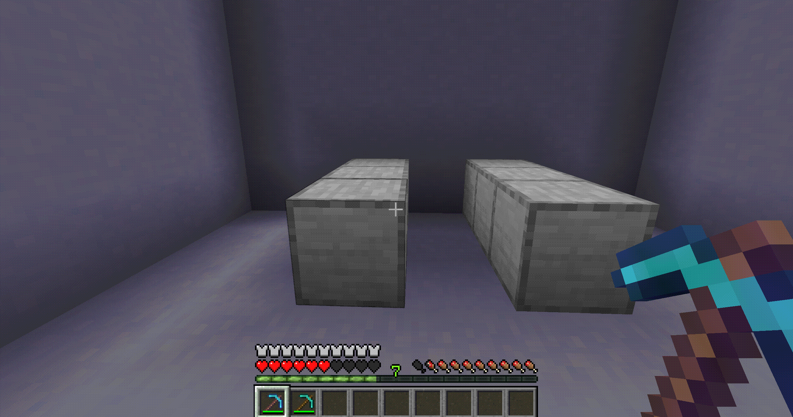 A similar acceleration applies to ancient debris (hardness 30): the time per block drops from approximately 5.7 s…