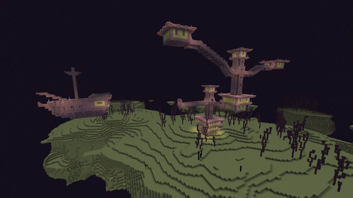 The elytra itself isn't lying around in the city. It's carried by the End Ship — a vessel-shaped structure that drifts in…