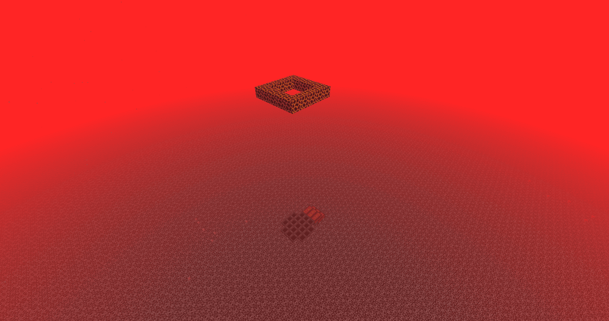 Stand on the edge Hopper and build a 23-block-tall pillar of temporary blocks. Place a Magma Block on the top. From there…