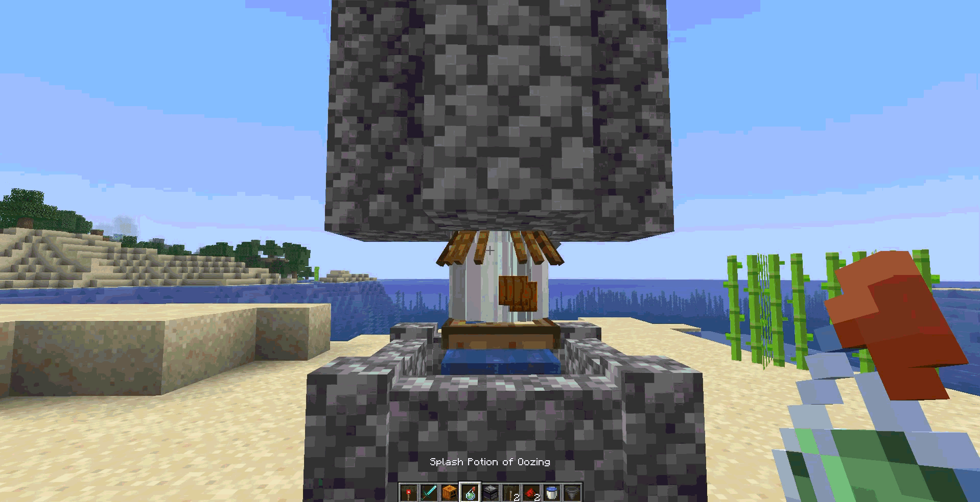 Build 24 snow golems in the prepared upper chamber. To do this, sequentially place two snow blocks and a carved…