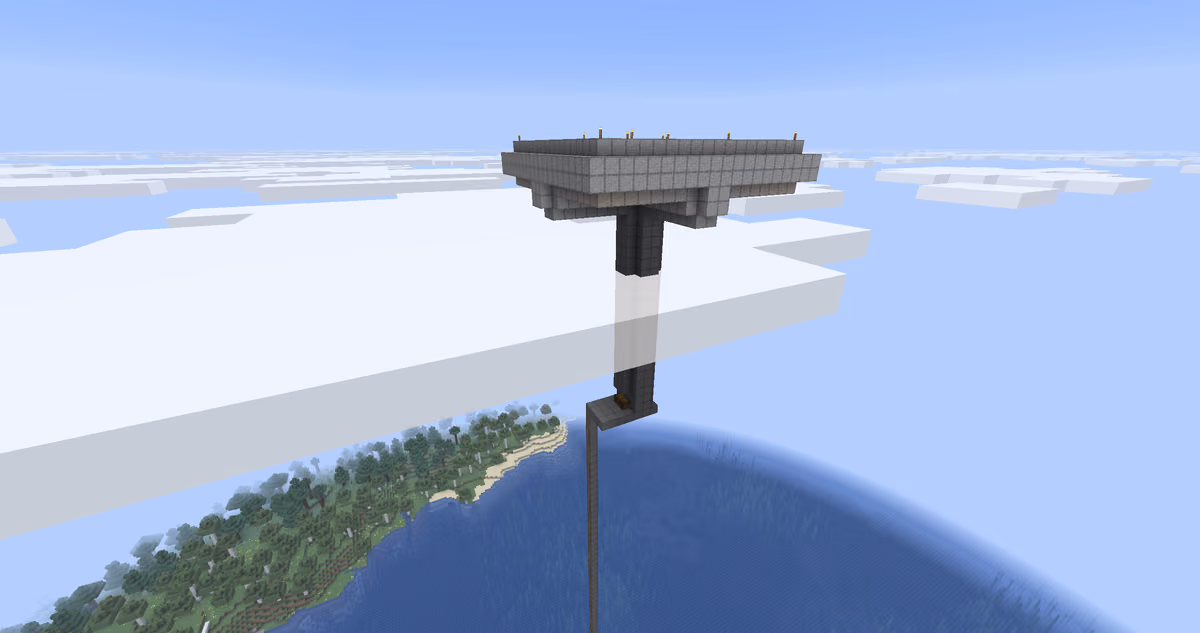Remove the temporary blocks. Climb down the ladder into the kill chamber — mobs will start falling on their own.