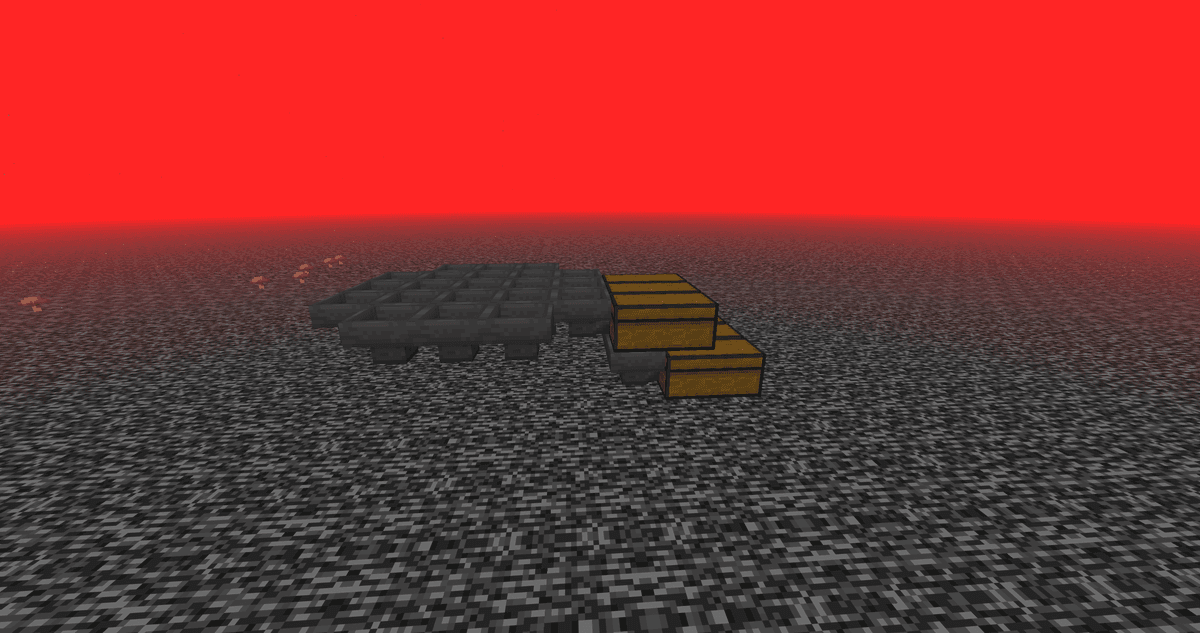 At the bottom of the future drop column, place double Chests, and right above them add another row of double Chests offset…