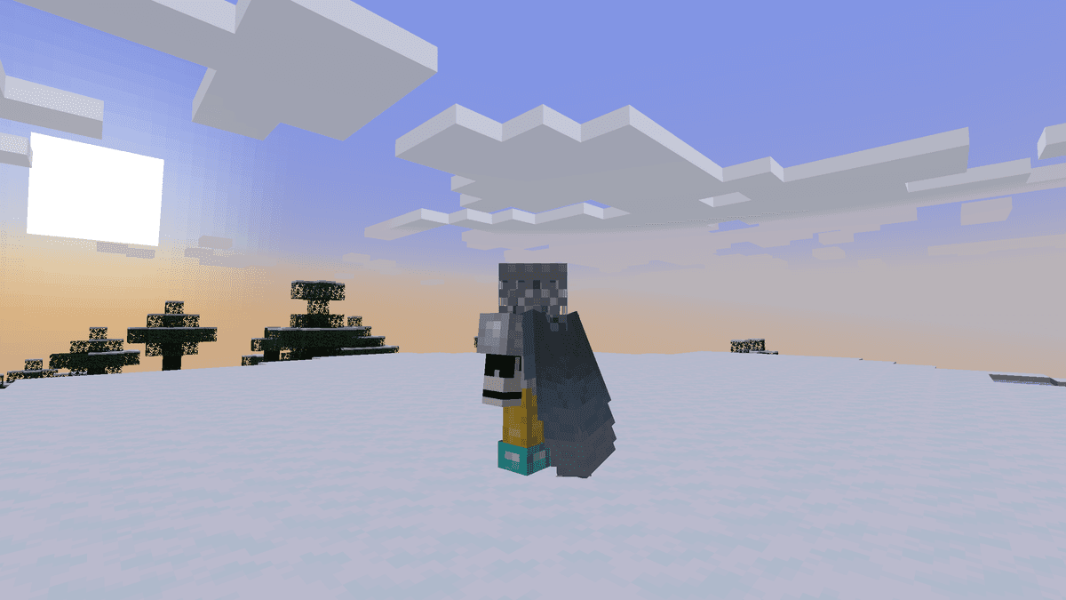 In third-person view, the chestplate and elytra render on the character at the same time — both items are visible on the…