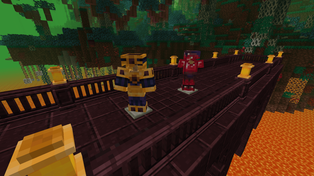 Nether Lapis Lazuli and Nether Redstone are variants of vanilla ores for the Nether.