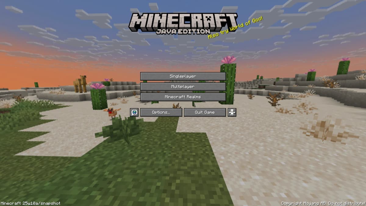 Main menu update: The new background now features a forest and desert with the latest blocks. Updated versions: Data Pack…