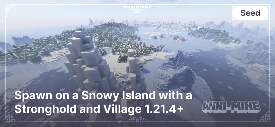 Spawn on a Snowy Island with a Stronghold and Village 1.21.4+